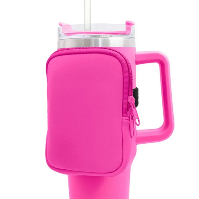 Water Bottle Pouch for For Stanley Cup 40oz/20oz/30oz Water Bottle  Neoprene Tumbler Bag for Cards Keys Wallet Earphone