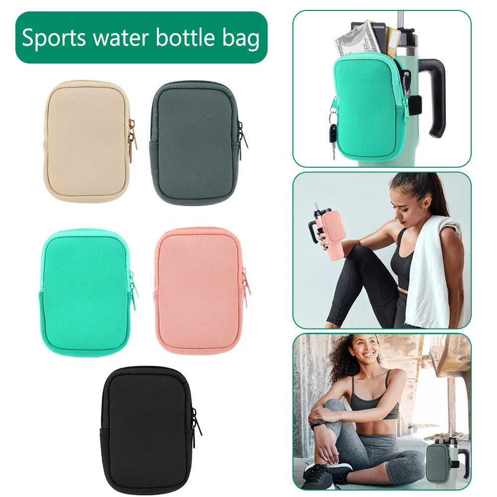 Water Bottle Pouch for For Stanley Cup 40oz/20oz/30oz Water Bottle  Neoprene Tumbler Bag for Cards Keys Wallet Earphone