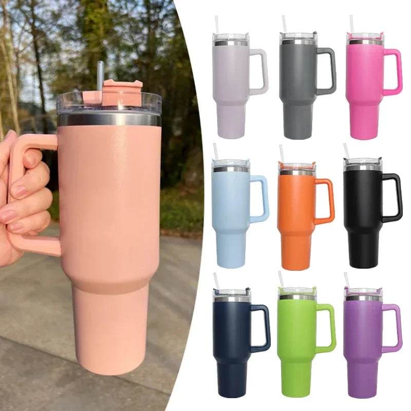 Tumbler With Handle Insulated Tumbler With Lids Straw Stainless Steel Coffee  Cup for Travel