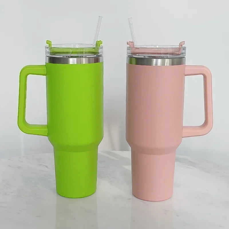 Tumbler With Handle Insulated Tumbler With Lids Straw Stainless Steel Coffee  Cup for Travel